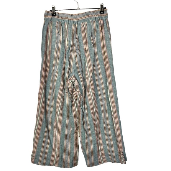Madewell Houston Side Button Pull On Crop Pants Blue Rainbow Stripe S - Picture 5 of 8